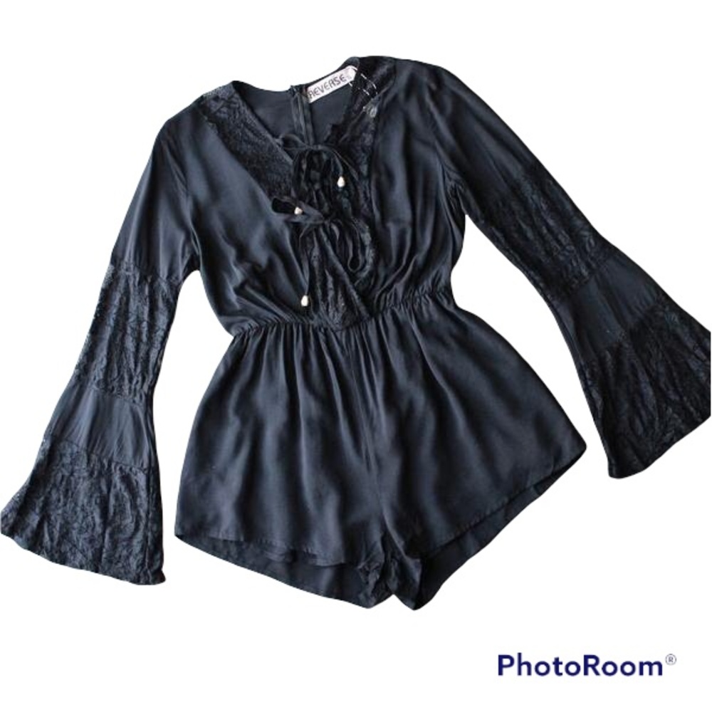 Reverse Black Lace Romper